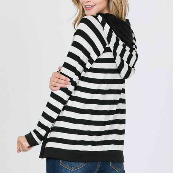 *PRICE FIRM*  Striped Hooded Top & Side Pockets - Picture 4 of 8
